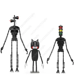 Blöcke Moc Horror Spiel Szene Sirene Kopf Klassische Mechanische Monster Baustein Montage Modell Schwarz Roboter Junge Spielzeug Geschenk 220827
