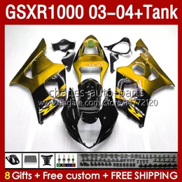 OEM Fairings For SUZUKI GSXR-1000 K 3 GSXR 1000 CC K3 03 04 Bodys 147No.138 GSX-R1000 1000CC GSXR1000 03-04 GSX R1000 2003 2004 Injection mold Fairing & Tank golden stock