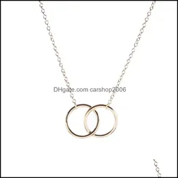 Pendant Necklaces Double Circle Simple Geometric Necklace Gold Sier Ring Alloy Stainless Steel Ladies Jewelry Gift Drop Delivery 2021 Dhvnz