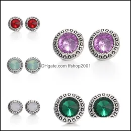 Cazibe bilezikler vintage noosa parçaları druzy kristal çıtçıt düğmesi mücevher 12mm rhinestone diy bileklik halkaları kadın erkekler parti hediyesi d dhmad