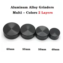 Alüminyum Alaşımlı Tütün Bitkisel Öğütücü 2 Katmanlar Sigara Aksesuarları 40mm 50mm 55mm 63mm Kuru Bitki Kırmalar