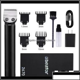 Hårtrimmer Electric Clipper Oil Head Carving Black Rechargeble Shaver Salon Professional Cutting Hine T9 1B9UM N21GU Drop Delivery DH2WF