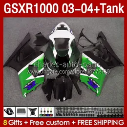 OEM Fairings dla Suzuki GSXR-1000 K 3 GSXR 1000 cc K3 03 04 Bodys 147NO.154 GSX-R1000 1000cc GSXR1000 03-04 GSX R1000 2003 2004 Wtryskowe Forma Fairing Tank Green Green Green