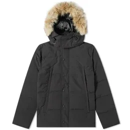 Svart och röd logotyp Mens Down Parkas Ny tjock varm vindtät vattentät lång sektion Slim Wyndh Down Jacket Male Winter Coat Doudoune Homme