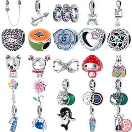 925 Charms de miçanga de prata encantadores pandora charme pulseira azul Murano Glass Hourglass Caranguejo Dolphin Guitar Charmes Ciondoli Diy Fine Fine Jewelry