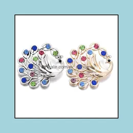 Komponenty Colorf Rhinestone Peacock Snap Button Biżuter