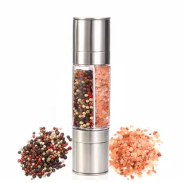 Mills Pepper Grinder 2 in 1 with a brush Stainless Steel Manual Salt Pepper Mill Grinder Seasoning Grinding for Cooking Restaurants 220827