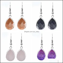 Dangle Chandelier Women Teardrop Gemstone Earrings Natural Faceted Waterdrop Stone Drop Dangling Healing Chakra Quartz Crystal Spirit Dhiuy