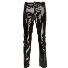 Pantaloni da uomo Taglie forti Moda Sexy Lingerie da uomo Leggings aderenti in pelle verniciata PVC lucido per abiti Clubwear 2022