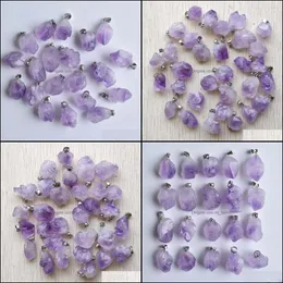 Charms Natural Stone Amethyst Irregar Shape Charms Pendants For Jewelry Making Wholesale Drop Delivery 2021 Findings Compone Mjfashion Dhbm1