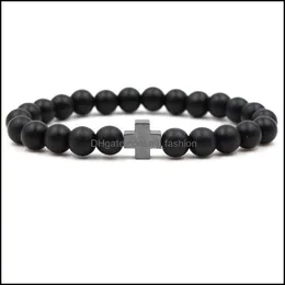 Beaded Strands Scrub Stone Black Magnet Colorf Cross Beads Bracelet Men And Women Cure Birthday Gift Drop Delivery 2021 Jewelry Brace Dhtlz