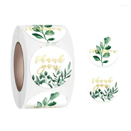 Wrap Prezent 500pcs/Roll Classic Green Rośliny Labelka Zakładka DZIĘKUJĘ DZIĘKUJĘ SEALKING 1.5 '' Cartoon Animal Stickers na wesele