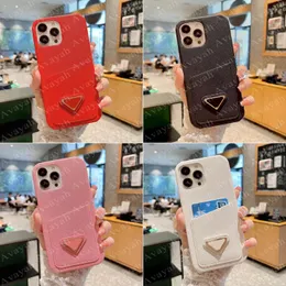 Luxury P Triangle Designer Cell Phone Cases for iPhone 14pro 14plus 14 13 13pro 12 12pro 11 Pro Max X Xs Xr 8 7 Plus Card Pocket Case Leather Skin Cover