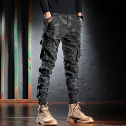 Мужские джинсы модная уличная одежда Мужская джинсы высококачественные свободные посадки для отдыха брюки большие карманные камуфляжные брюки Joggers 220827