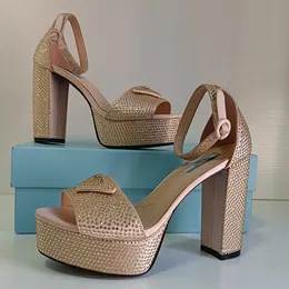 Zapatos de vestir Diseño de diseñador de marca Sandalias Mujer Tacón alto Plataforma Tacón Triángulo clásico Tobillo tamaño 35-41