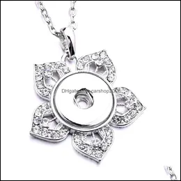 Kolye Kolyeler Noosa Rhinestone 18mm Snap Düğme Kolye Sier Renk Bağlantı Zinciri Kadınlar Zencefil Çıtçıtları Düğmeleri Takı D079 DROP D DHRUK