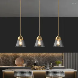 Pendant Lamps Light Luxury Restaurant Bar All Copper Coffee Shop Island Cashier Counter Single Head Bedside Small Chandelier Nordic Style