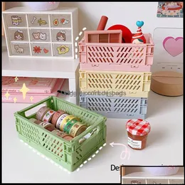 Storage Boxes Bins Home Organization Housekee Garden Mini Folding Plastic Box Collapsible Container Desktop Cosmetic Basket Office Dr Dhctp