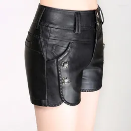 Shorts femininos Casual Mulheres 2022 Autumn Winter Korean Slim Pu Faux Leather Ladies High Saltle Tamanho Grande Baixo Mulheres Femininas