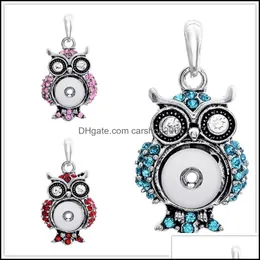 Pendant Necklaces Sier Color Snap Button Jewelry Owl Rhinestone Fit 12Mm Snaps Buttons Necklace For Women Men Noosa Drop Delivery 202 Dhvve