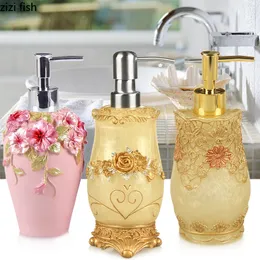 Banyo Aksesuar Seti Çiçek Doku Taşınabilir Sabun Dispenser Reçine Banyo Aksesuarları Malzemeleri Şampuan Boş Şişe Vintage El dezenfektan Şişesi 220827