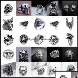 Band Rings Jewelry Men Women Stainless Steel Skl Head Animal Fashion Cool Gothic Punk Biker Finger And Gift Drop Delivery 2021 8Ioat B Dhfce