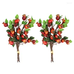 Decoración de fiesta 2 uds ramas de granada artificiales árbol realista decoración DIY decoración de mesa de Navidad para el hogar