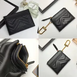 2022NEW Titulares de cartões de moda Caviar Mini Carteira Designer Pure Textura de Couro Pure Textura Luxúria Carteira Preta De design de alta qualidade Purse