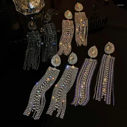Dangle Earrings KunJoe Long Tassel Rhinestone Drop For Women Bling Crystal Wedding Party Fashion Jewelry Accessories