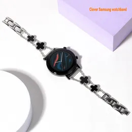 Compatível com 20mm Samsung Galaxy Watch 5 tiras Watch4 Band 40mm 44mm Watch 5 Pro 45mm 22mm Fashion Bling Diamond Clover Bands for Women