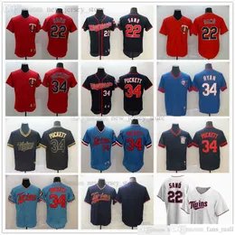 2021 Seasons Baseball Jerseys zszyte 22 Miguel Sano 34 Kirby Puckett White Home Navy Red Alternate Black Gold Jersey