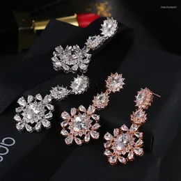 Hoop Earrings 2022 Z Luxury Fashion Wedding Bridal Cubic Zirconia White Gold Promised Party Jewelry Gifts Double Eleven