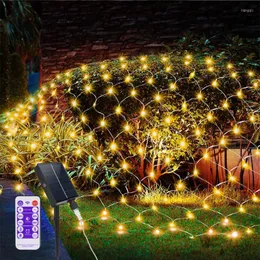Cadenas Solar LED NET Mesh Light String 3x2m 192leds luces de jardín al aire libre para la fiesta de Navidad Patio Lwan Fairy Lighting Decor Lamp Lámpara