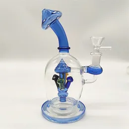 Glas Bong Wasserpfeife Shisha 8 '' 20 cm Blue Pilz Prexy Gläser Filter Recycler Medium Tabak 14mm Schüssel