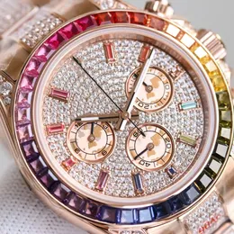 TW Rainbow Diamond Orologi per orologio da uomo di design 40--13mm 7750 movimenti meccanici completamente automatici Funzione di temporizzazione impermeabile