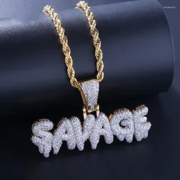 Anhänger Halsketten Hip Hop Out Halskette Männer Buchstaben „savage“ Rapper Exquisites Schmuck Geschenk