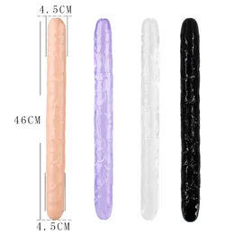 Beauty Items 46cm Soft Jelly Dildo Double Long Realistic Dildos Cock Lesbian Anal Toy Gay End Penis For Women sexy Toys