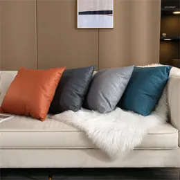 وسادة Pu Pillowcase Nordic Home Pillow Cover Cover Cover Color Square Square Office Lumbar Support Housse de Coussin 2022
