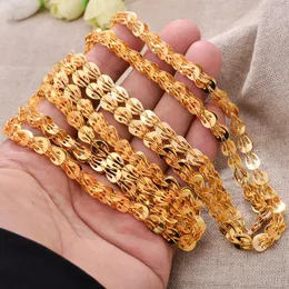 Hänge halsband 24k dubai guld 120 cm färg halsband kedja för kvinnor lyxig bröllop fågel fjäder prydnad india fru gåvor