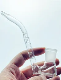 18 mm honkontakt glas vattenpipa munstycke ljusbågsadapter med konkavt hål J krok vattenpistol rör för askfångare askuppsamlare tillbehör