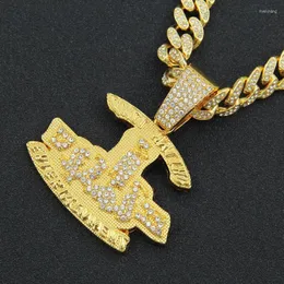 Collares pendientes Iced Out Cuban Chains Bling Diamond Letter Sign Rock Rhinestone Colgantes Mens Gold Chain Charm Jewelry para hombres Gargantilla