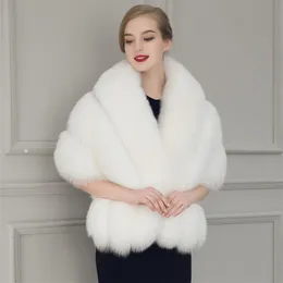 2018 New Black White Fur Bride Shawl Cape Coat Women Women Fur Fux Fur Big Poncho Casacos Femininos218p