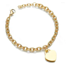 Link bransoletki modne serce urok stali nierdzewnej bransoletka dla kobiet dziewczęta 18k złoty punkowy gruby łańcuch na ręce 2022 Prezent biżuterii