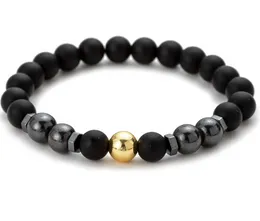 Modne pasma Kamień naturalny 8 mm mężczyzn Bransoletka Czarna koralika Reiki Women Bracelets DJS54