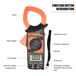 Multimetrar Clamp Multimeter Digital Manual Ranging med 50mm Clamp Jaw DM6266