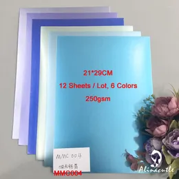 Embrulhado de presente 6 cores x 2 fsheet cartcar de papel caldo de papel azul cetim A4 250gsm scrapbooking pack bloco de artesanato alinacraft