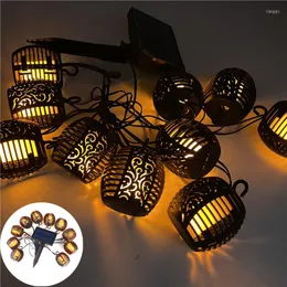 Strings Fairy Lights LED Smyt Flame Lantern Solar Light Outdoor Garden Garland Świąteczne Oświetlenie dekoracji