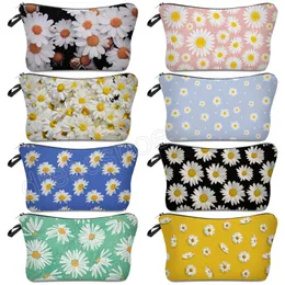 Women Daisy Print Cosmetic Bag Bag Wash Bag Lazy Travel Bag bag zipper repstick repstick repstick bags key storage storage