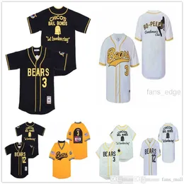 mens The Bad News Bears Movie Maglie da baseball 12 Tanner Boyle 3 Kelly Leak Taglia S-3XL Cool Base Traspirante Puro cotone cucito Alta qualità Nero Bianco Colore giallo