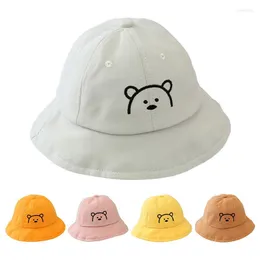 Berets Baby Cartoon Bär Eimer Hut Candy Farbe Tier Stickerei Hüte Jungen Mädchen Im Freien Strand Sonne UV Schutz Fischer Kappe